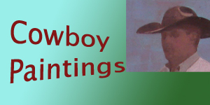 Cowboy paintings at Sliding Door Gallery